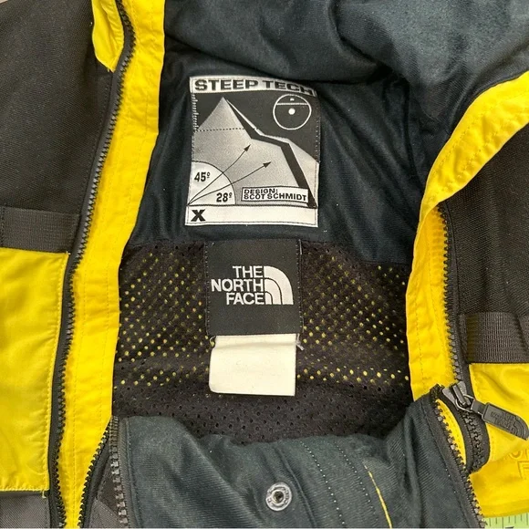 VTG The North Face Steep Tech Mountain Jacket grey yellow Sz L RARE Look - Picture 4 of 7